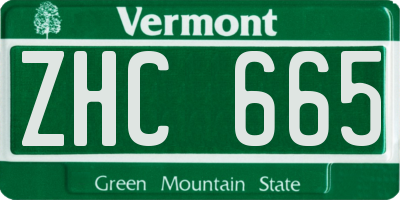VT license plate ZHC665