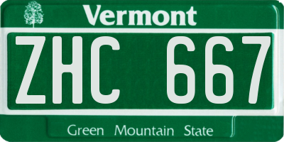 VT license plate ZHC667