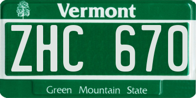 VT license plate ZHC670