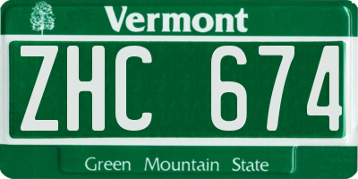 VT license plate ZHC674