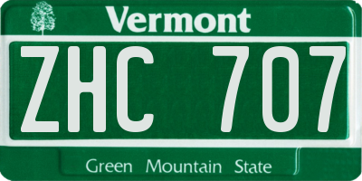 VT license plate ZHC707