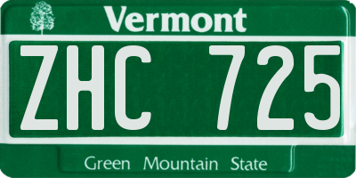 VT license plate ZHC725