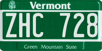 VT license plate ZHC728