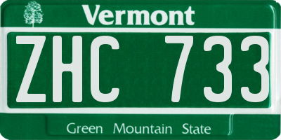 VT license plate ZHC733