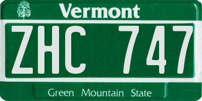 VT license plate ZHC747