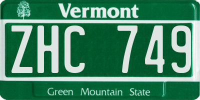 VT license plate ZHC749