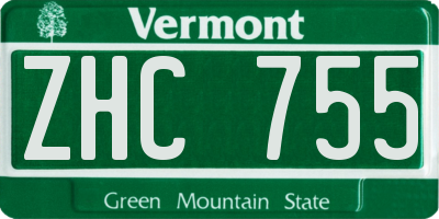 VT license plate ZHC755