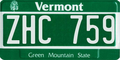 VT license plate ZHC759
