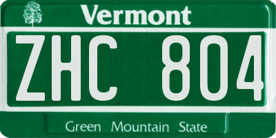 VT license plate ZHC804