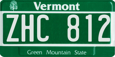 VT license plate ZHC812