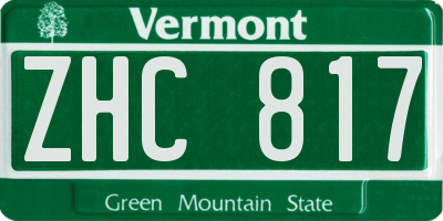VT license plate ZHC817