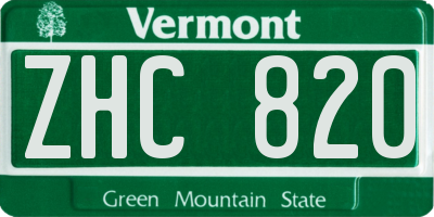 VT license plate ZHC820