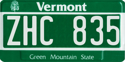VT license plate ZHC835