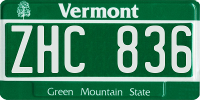 VT license plate ZHC836