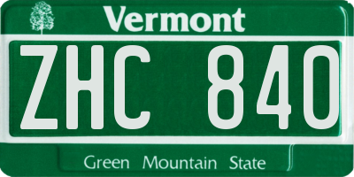 VT license plate ZHC840