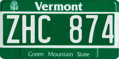 VT license plate ZHC874