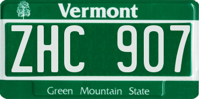 VT license plate ZHC907