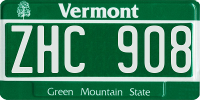 VT license plate ZHC908
