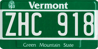 VT license plate ZHC918