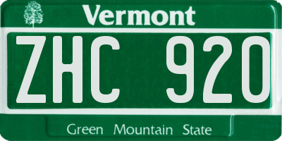 VT license plate ZHC920