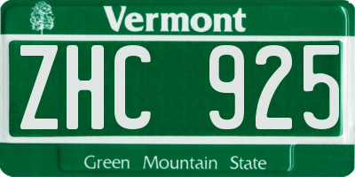 VT license plate ZHC925