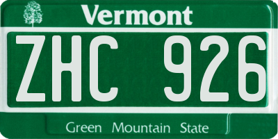VT license plate ZHC926