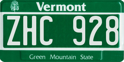 VT license plate ZHC928