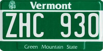 VT license plate ZHC930