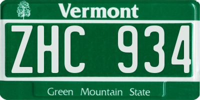 VT license plate ZHC934