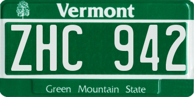 VT license plate ZHC942