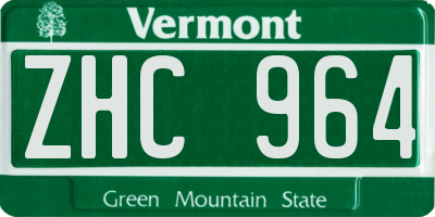 VT license plate ZHC964