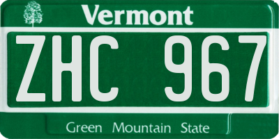 VT license plate ZHC967