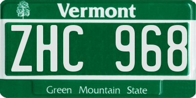 VT license plate ZHC968