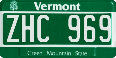 VT license plate ZHC969