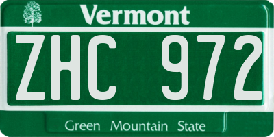 VT license plate ZHC972