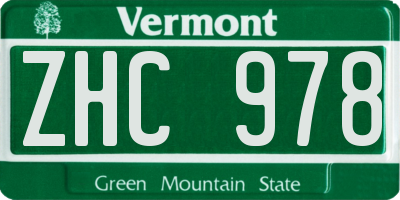 VT license plate ZHC978