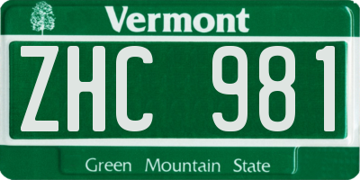 VT license plate ZHC981