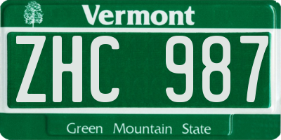 VT license plate ZHC987