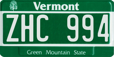 VT license plate ZHC994