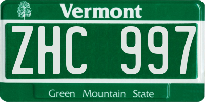 VT license plate ZHC997
