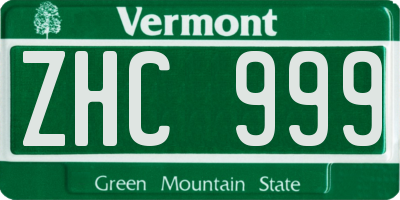 VT license plate ZHC999