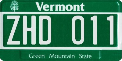 VT license plate ZHD011