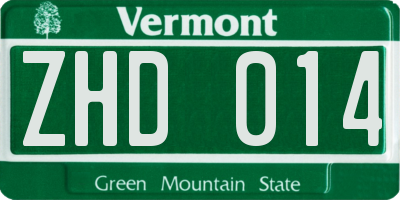 VT license plate ZHD014