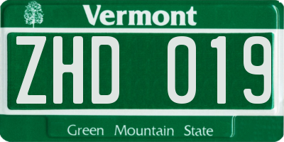 VT license plate ZHD019