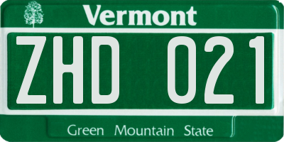VT license plate ZHD021