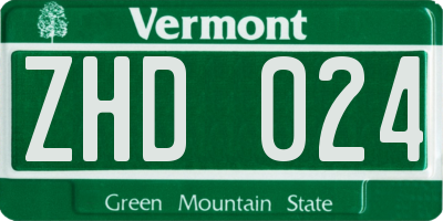 VT license plate ZHD024