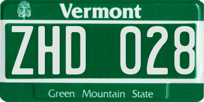 VT license plate ZHD028