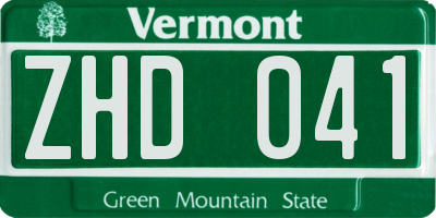 VT license plate ZHD041