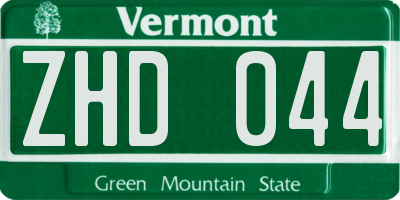 VT license plate ZHD044