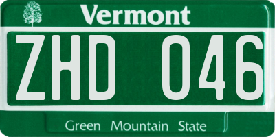 VT license plate ZHD046